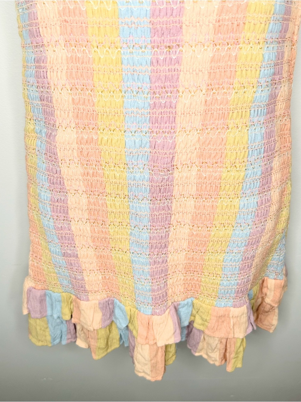 American Eagle Smocked Striped Rainbow Pastel Dress Size XS - Picture 8 of 10
